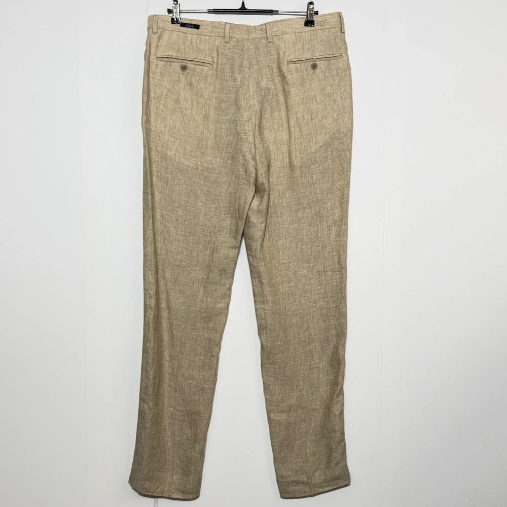 Joseph Abboud Pants Mens 36x34 Beige Linen Slim Fit Joe Textured Beachy NEW